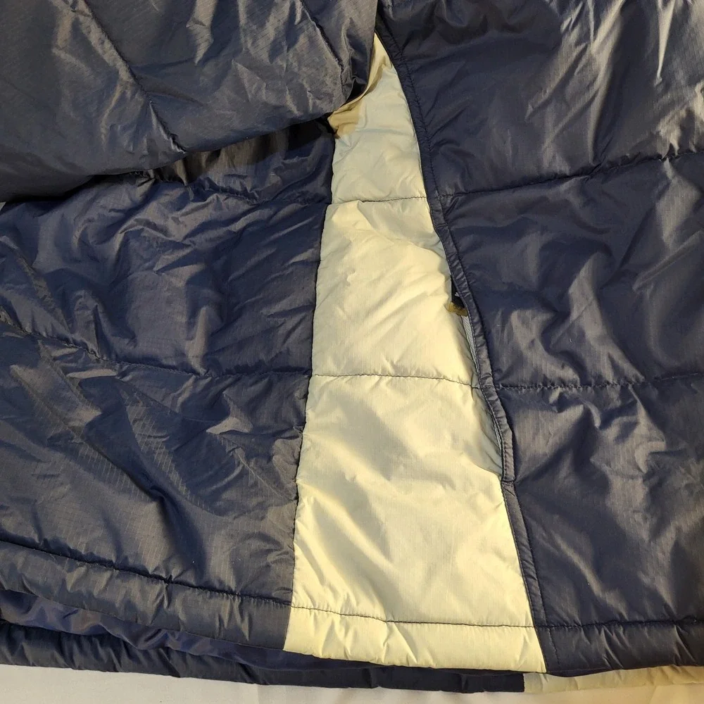 Vtg Starter Mens L Down Full Zip Winter Jacket Coat Navy White 2 Pockets